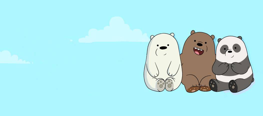 Trois nounours mignons dans les nuages